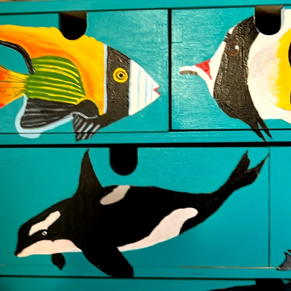 Hand painted multi drawer wood box